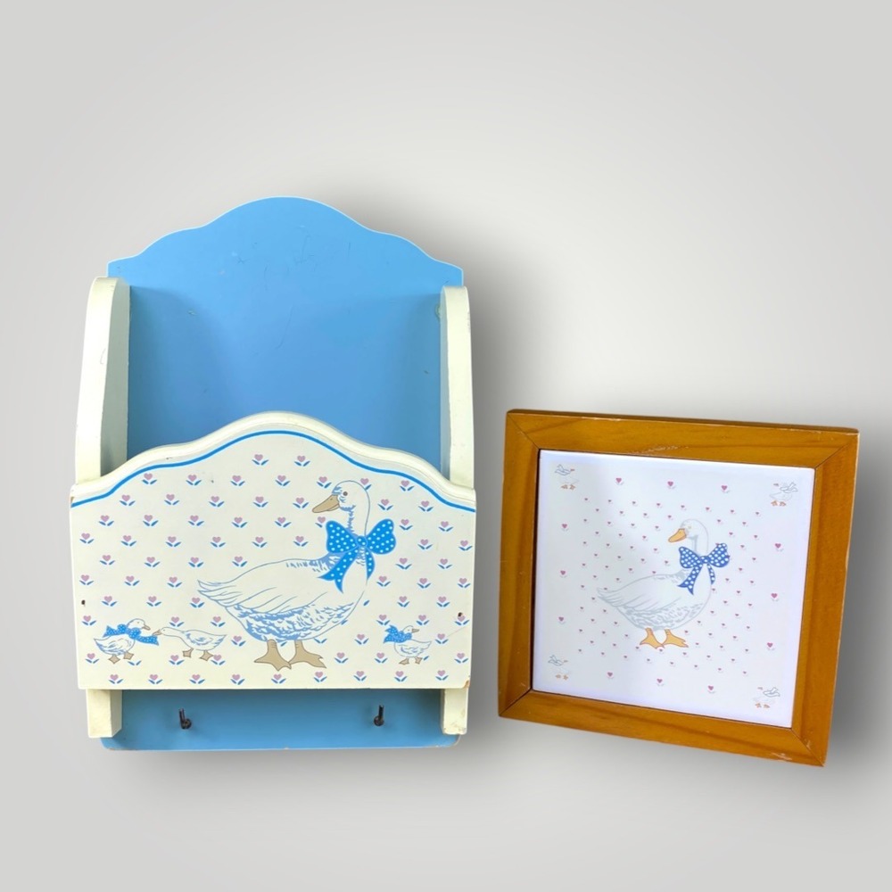 Aunt Rhody Goose Decor Bundle Mail Key Holder and Trivet Grammacore 1980s